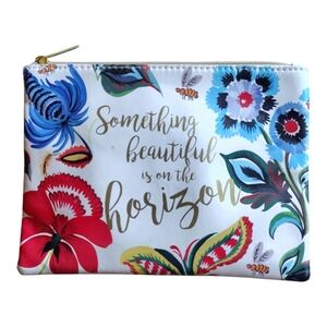 Macy's Floral Print Pouch‎ with Inspirational Quote